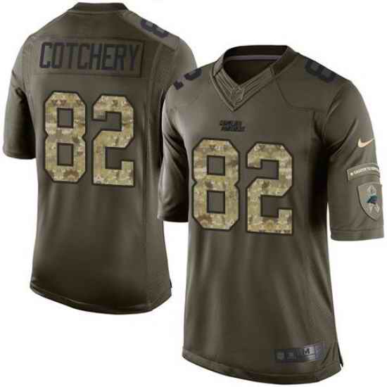 Nike Panthers #82 Jerricho Cotchery Green Mens Stitched NFL Limited Salute to Service Jersey